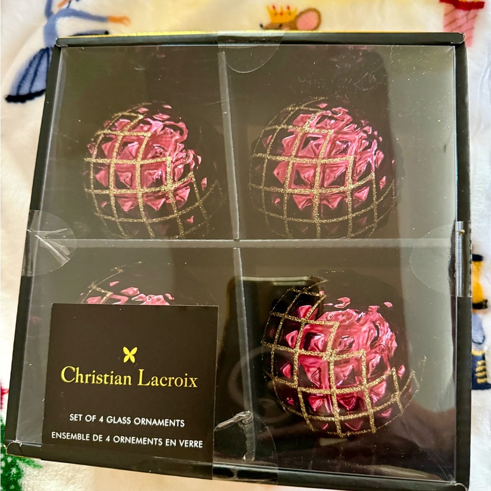 Christian Lacroix Glass Pink Ornaments